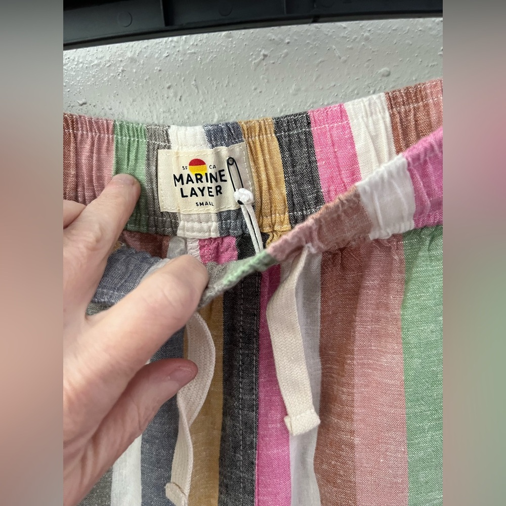 Marine Layer Multicolor Striped Hemp blend -Linen Shorts NWT - Picture 6 of 8